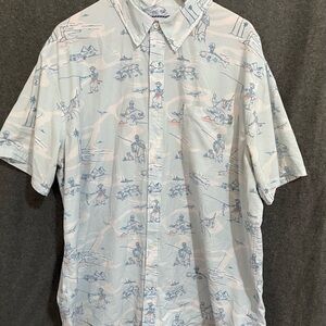 Huk Men’s Kona Pattern Short Sleeve Fishing Button Down Shirt 2XL